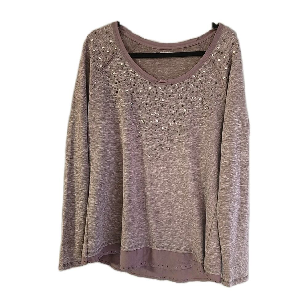 Maurices‎ Purple Embellished Knit Long Sleeve Pullover Sweater Womans Size XL